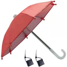 Resim Folinda Motosiklet Telefon Şemsiyesi - Yağmur Ve Güneş Koruyucu - 2 Bağlama Aleti + 2 Bağlayıcı İçeren Kırmızı Poliester 
