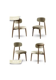 Resim Canisa Laos Serisi 4 Adet Krem Mutfak Sandalyesi Ahşap Kaplama 1. Sınıf Babyface Kumaş Krem Sandalye Ayaklar Ahşap Kaplama 