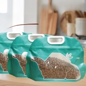 Resim 3 Adet Taşınabilir Köpek Maması Saklama Çantaları - Çift Katmanlı Büyük Kapasiteli Tahıl Depolama Torbası, Kedi ve Köpek Mama Saklaması İçin Uygun ve Yeniden Kullanılabilir 