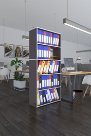 Resim Kenzlife Klasörlük Raflı Rona Gri 175*80*30 Kitaplık Ofis Arkalıksız 