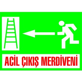 Resim İzmir Serigrafi Acil Çıkış Kapısı Sol Ok Kendinden Yapışkanlı Etiket 35 X 50 Cm 