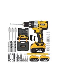 Resim Mager XR 58 V 5 Ah Şarjlı Yedek Akülü Vidalama Matkap Sarı + 30 Parça Set 