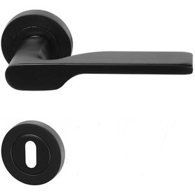 Resim Hira Eda Alüminyum Yuvarlak Rozetli Kapı Kolu Mat Siyah Oda 