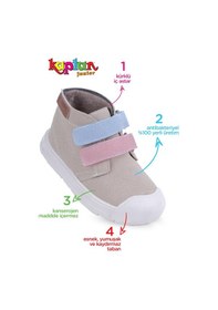 Resim Kaptan Junior Kız Bebek Çocuk Botu Ortopedik Kaymaz Taban Krem 
