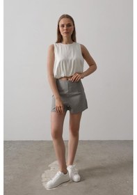Resim Ahes Shopping Saten Kolsuz Belki Lastikli Bluz - Ekru Ekru 