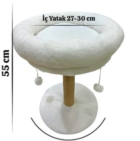 Resim Komano Pontika 2 Si 1 Arada|kedi Tırmalama Tahtalı|yuvarlak Yataklı|40 Cm Yatak, 55 Cm Uzunluk 