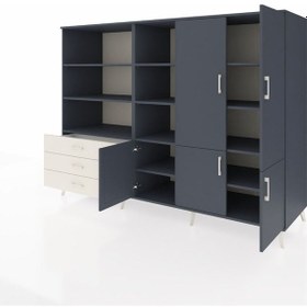 Resim Kronos Dolap 11 Raflı 3 Çekmeceli 5 Kapaklı 220x59x163 Antrasit-antrasit/aytaşı Antrasıt/aytası - Antrasıt 