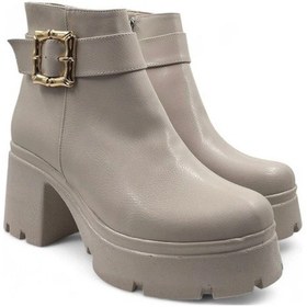 Resim Stylish Bej Kadın Şık Ve Zarif Topuklu Bot Bej 