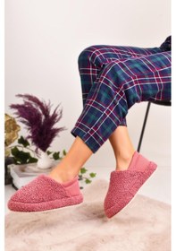 Resim Kadın Arkası Lastikli Havlu Kumaş Ev Ayakkabısı Ev Botu Panduf 001 