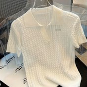 Resim Kadınların Hafif Pembe Kısa Kollu Polo Gömleği - Yumuşak, Esnek ve Nefes Alabilir, Vintage Twist Dokusu, Rahat Yaz Üstü, Tüm Mevsim Konforu, Bayan T Şirtleri 