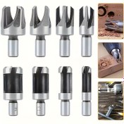 Resim 8 Parça Ahşap Tıpa Matkap Ucu Seti, Standart Havşa Kesici Takımı, Dört Yuvalı Havşa Kesici, Yuvarlak Saplı Konik Matkap Uçları, 6mm 10mm 13mm 16mm 