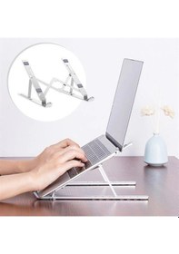 Resim Ams Net Ayarlanabilir Dizüstü Destek Tabanı Tamamen Katlanabilir Taşınabilir Laptop Yükseltici 