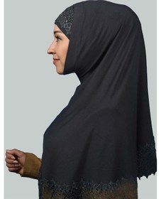 Resim Altobeh İkili Set Dantelli Pratik Eşarp Hazır Hijab Ve Tesettür Bonesi Xl Füme 