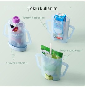 Resim Momcozy Alıştırma Bardağı, Bebek Gıda Poşetleri Ve Içecek Kutuları Için Mavi 