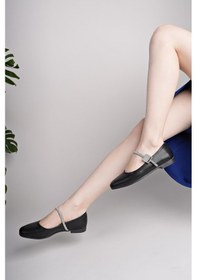 Resim Nesilshoes Nesil Shoes Swell 20820 Siyah Tokası Taşlı Kadın Babet 