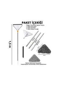 Resim Turuncukoli Teleskopik Üçgen Camsil Duvar Yüzey Cam Silme Aparatı Mop Mikrofiber Sprey 