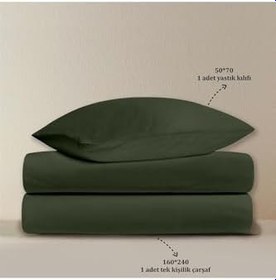 Resim Evim Organik Pamuk Akfil Düz Çarşaf Seti Tek Kişilik 160x240 cm Koyu Yeşil KOYU YEŞİL 160 x 240 