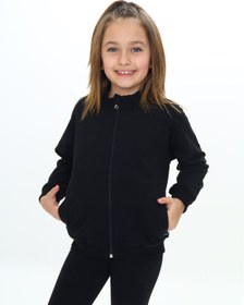 Resim Toontoy Kız Çocuk Dik Yaka Fermuarlı Cepli Reglan Kol Örme Hırka - 2 İplik 