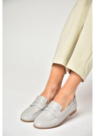 Resim Fox Shoess944007803 Gri Hakiki Deri Kadın Babet Gri 