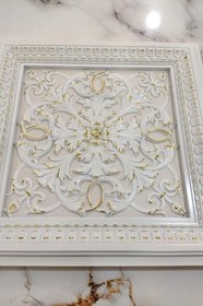 Resim Saray Tavan 60 Cm Beyaz Altın Dekoratif Saray Tavan Paneli Asma Tavan Uyumlu gri 