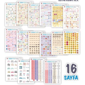 Resim İstisna 16 Sayfa 1600+ Ikonlar Emoji Sticker Book Etiket Kitabı Sticker Defteri A5 Boyut Etiket Seti 