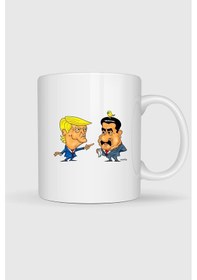 Resim Amerika Cumhurbaşkanı Trump Ve Venezuela Maduro Baskılı Kupa Bardak Beyaz 