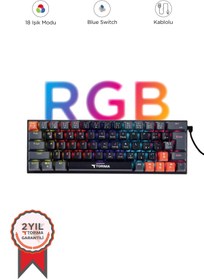 Resim Torima Tk-06 Siyah Mekanik Blue Switch Rgb Işıklı Kablolu Q Klavye 