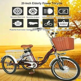 Resim Elektrikli İNsan Gücüyle Çalışan Üç Tekerlekli Bisiklet,Elektrikli Üç Tekerlekli Bisiklet,3 Vites,Led Spot Işığı,3 Sürüş Modu,20 Inç Lastik,Saklama Sepeti Ve Hidrolik Amortisörler 