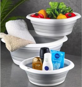 Resim Orret Home Katlanabilir Silikon Badya,Akordiyon Plastik Leğen,Katlanabilir Leğen (36X36) 