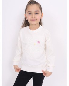 Resim Toontoy Kız Çocuk Nakışlı Sweatshirt Ekru 