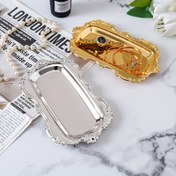 Resim Şık Oval Demir Takı Tepsisi - Dekoratif Kenarlı Cilalı Metal Mumluk & Atıştırmalık Kabı, Kozmetik için, Tatlılar, Ev Dekoru - Noel, Sevgililer Günü, Anneler Günü İçin Mükemmel Hediye, Hatıra Tutucu, Detaylı Tasarım, Sofistike Yüzey, Mücevher Tepsileri 