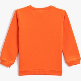 Resim Erkek Bebek Baskılı Sweatshirt Bisiklet Yaka Pamuklu 