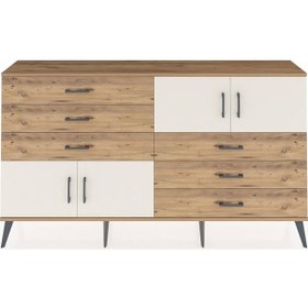 Resim Arges Konsol 2 Raflı 6 Çekmeceli 4 Kapaklı 176x30x99 Çam-aytaşı/çam Aytası/atlas Çam - Atlas Çam 