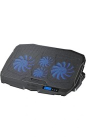 Resim Misda Store Tornado 4x Turbo LED Fan - Ayarlabilir Fan Hızı & 6 Farklı Stand Yükseklik Kademesi - 2 USB Portlu - Metal Mesh Zemin - LCD Ekranlı Notebook Soğutucu - Siyah (9"-17" Boyut Destekli) 