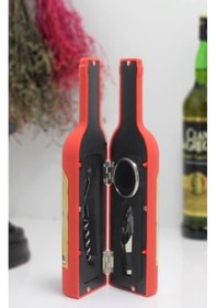 Resim Şişe Tirbuşon Seti Küçük Boy Kırmızı 