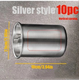 Resim Dashanshop 10 Adet Dikey Oymalı Gümüş Rengi Paslanmaz Çelik Rüzgar Geçirmez Kapaklı Kül Tablası 