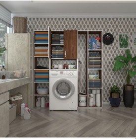 Resim Kenzlife Çamaşır Makinesi Dolabı Veronikamega Cvz 180 156 20 Banyo Arkalıksız Raflı Çok Renkli 