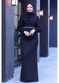 Resim Raika Moda Şık Taş Detaylı Dilara Tesettür Abiye Siyah 