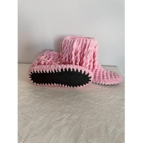 Resim Merut Style El Örgüsü Kadife Ip Püsküllü Ev Botu Panduf 