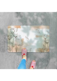 Resim Dijital Baskılı Hoş Geldiniz Yazılır Desenli Dekoratif Dış Kapı Önü Ve Iç Mekan Paspası Yıkanabilir Ekru 