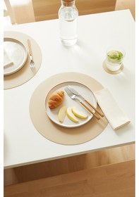 Resim Home Wave 6'lı Bej/taş Renk Suni Deri Amerikan Servis Set Ø 36 Cm Bej 