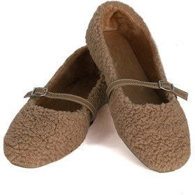 Resim Kadın Şık Peluş Ev Ayakkabısı Babet Panduf - Vizon 