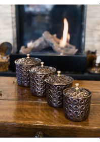 Resim Bakır Baharat Takımı Gamzeli Model Oksitli Renk 4 Oksit Bakır 