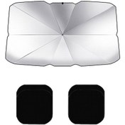 Resim Lemestar Araç Cam Gölgesi - Uv Engelleyici Isı Yalıtımı - 4 Yan Tel Kumaşı + Deri Kılıf İle Küçük Boy 