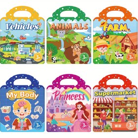 Resim Yeniden kullanılabilir DIY Sticker Kitap - Çoklu Sahne ve Çoklu Temalı Jel Sticker'lar, Taşınabilir Sessiz Meşgul Aktivite Oyuncak, Plastik Yüzeylerde Yaratıcı Karikatür Desenleri, Çocuklar İçin Eğlenceli Hediye, Gençlerin Sticker'ları, Gençlerin Yaratıcı Oyunları, Canlı İllüstrasyonlar, Önceden Yapışkanlı 