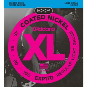 Resim D'Addario EXP170 XL Coated Nickel 4 Telli Bas Gitar Teli - Regular Light (45-100) 