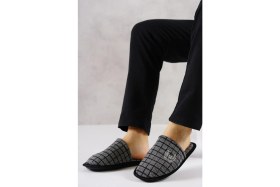 Resim Slipcat Erkek Ev Terliği Konforlu Kare Desenli Lacivert Yumuşak Malzeme ile Rahat Kullanım 