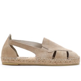 Resim Women's Gray Suede Leather Espadrille 