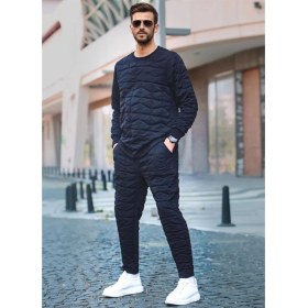 Resim Madmext Siyah Kapitone Desenli Eşofman Takımı 5907 