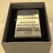 Resim Kişiye Özel Isim Baskılı Çakmak Zippo Mat ve Gümüş Düz Siyah Çakmak MYK Hediye ve Sanat Atölyesi